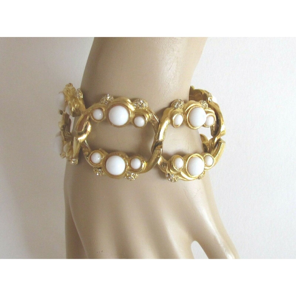 Women's Bracelet Designer Roxanne Assoulin  Whites Stones Gold Tone Bracelet